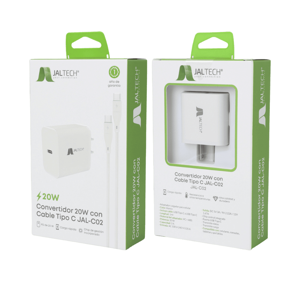 Cargador 20w Pd Con Cable Tipo C Jaltech Jal-C02
